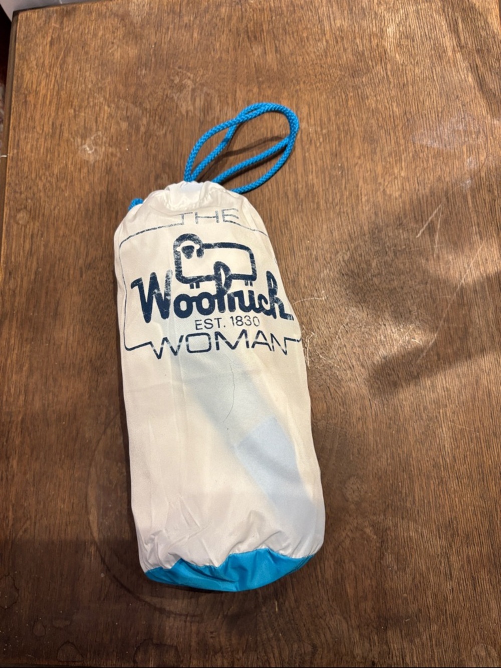 Woolrich Woman White Packable rain pants w Pouch with Blue Accents L